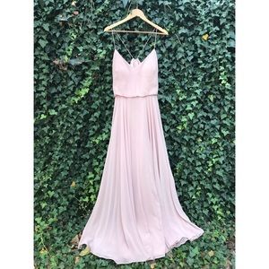 Jenny Yoo Inesse Chiffon Gown in Whipped Apricot